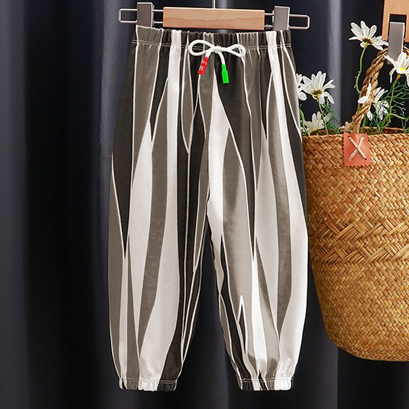 Kids Girls' Trousers Stripe Sports Outdoor 7-13 Years Summer Pink Gray3