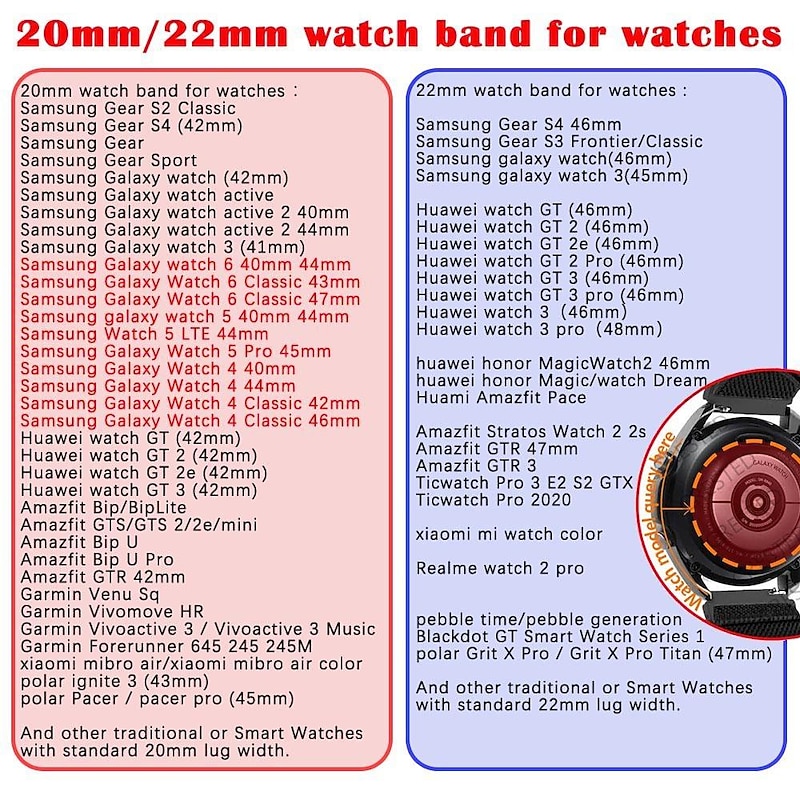 Elastic Nylon Strap for Samsung Galaxy watch 6 5 /4 40mm 44mm 6 classic 43mm 47mm 5 lte 5 pro 45mm 4 classic 42mm 46mm 3/Active 2/46mm/42mm/ Gear S4 S3 S2 Adjustable 20mm/22mm watchband loop bracelet for Huawei GT/2/2E/Pro band amazfit3