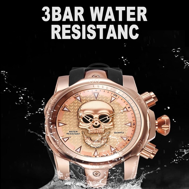 Men's Quartz Watch Creative Skull Head Fashion Silicone Band Sport Analog Quartz Wristwatch Halloween Gift for Men2
