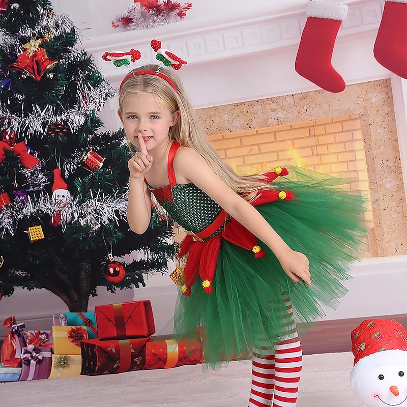 Elf Dress Tutu Kid's Girls' Cosplay Party / Evening Carnival Masquerade Easy Carnival Costume3