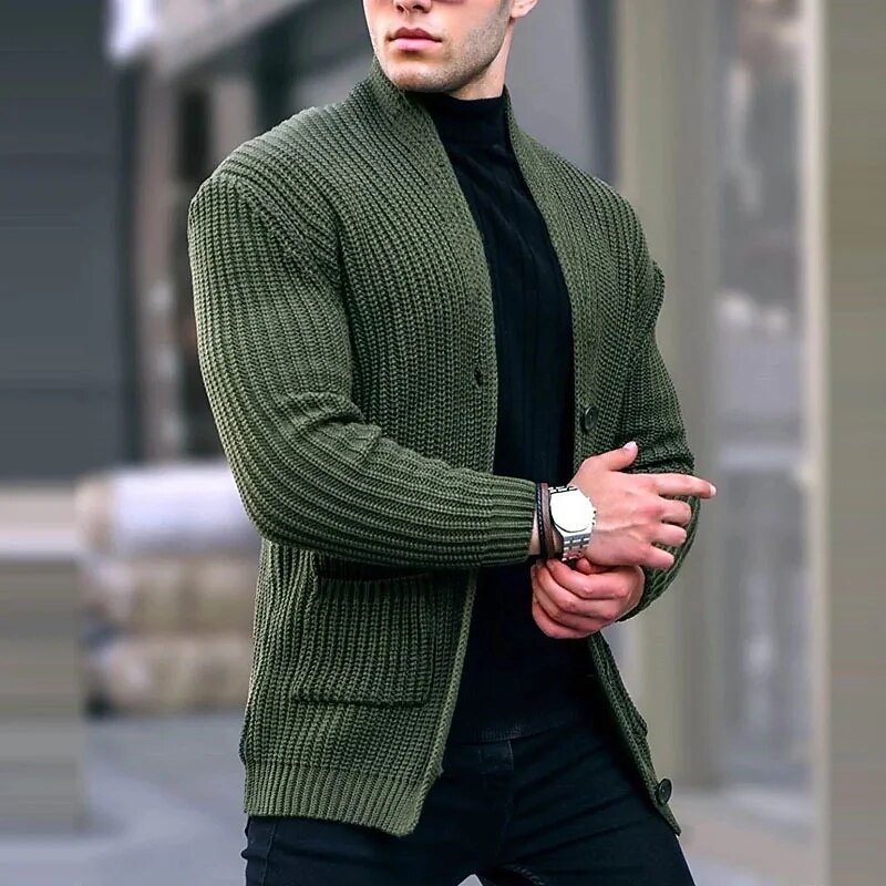 Men's Sweater Cropped Knitted Knit Long Knitted Solid / Plain Color Y Neck Traditional Casual Daily Clothing Apparel Bishop Sleeve Fall & Winter Black White M L XL3