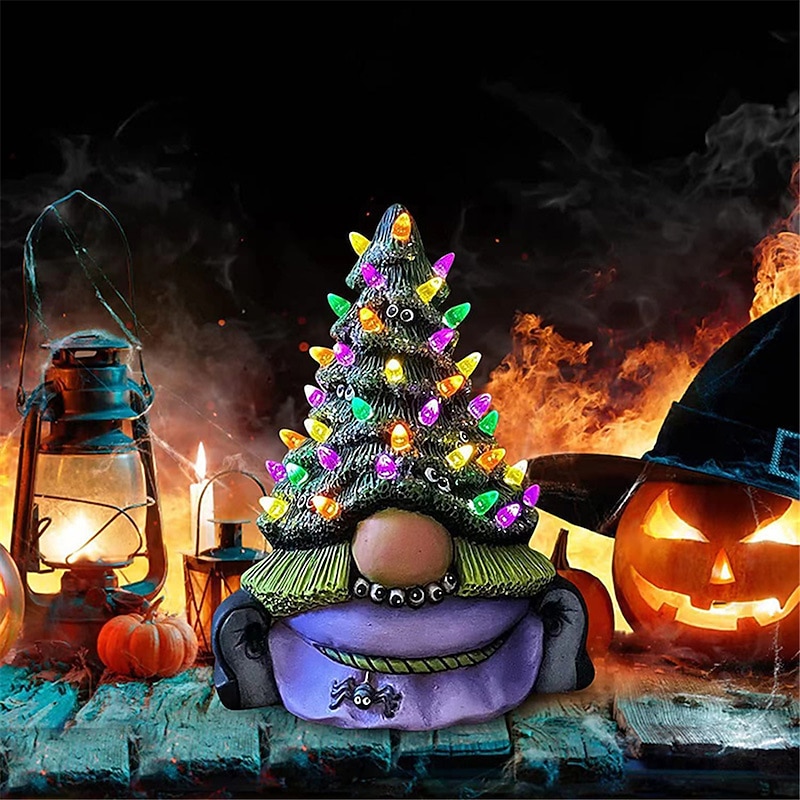 Magic Witch Gnome Tree Halloween Ghost Outdoor Light Festival Dress Up Skeleton Horror Hanging Glowing Halloween Party Decor