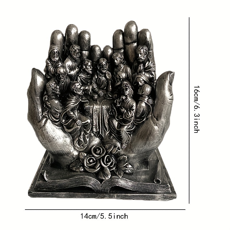 The Last Supper Jesus and 12 Disciples Figures Palms Christian Religious Resin Statues, Home Decoration Garden Miniature Landscape Ornaments Indoor Figurines2