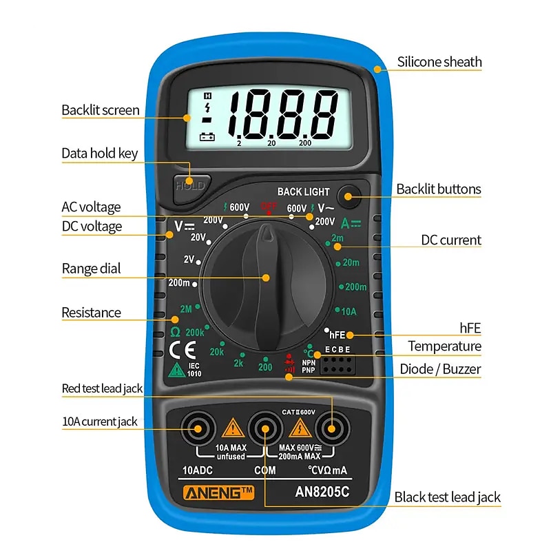 Digital Display Multimeter Multifunctional Digital Universal Watch With Backlight Home High-precision Voltage and Current Meter2