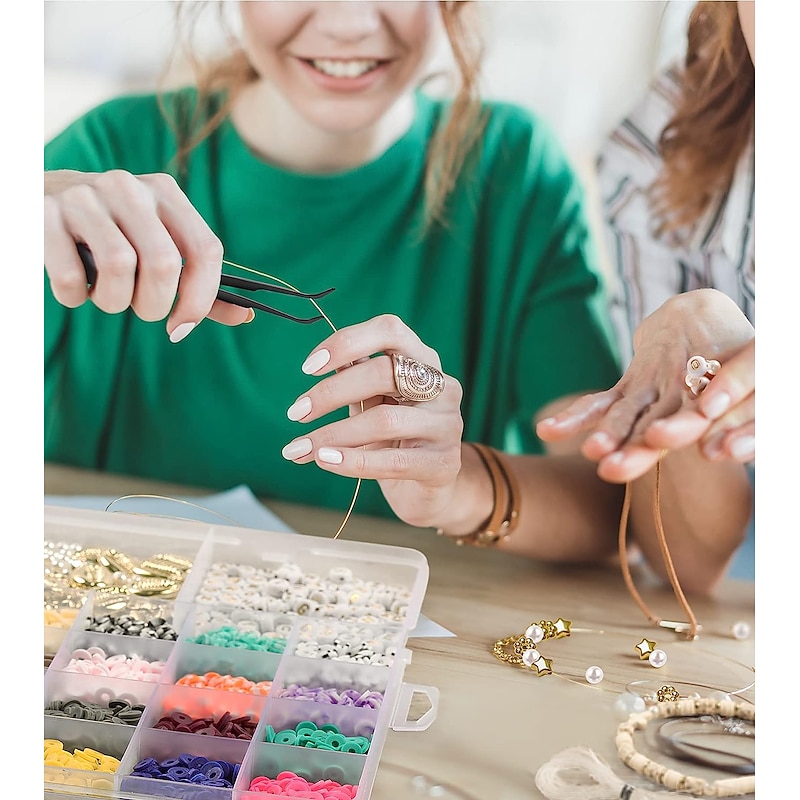 Bracelet Making Kit for Adults Friendship Clay Beads Jewelry&Bracelet Making Kit for Teen Girls Charm Bracelet Maker Set with Letter Beaded Kit for Teen Girls Birthday Gift 24-Color 4800Pcs3