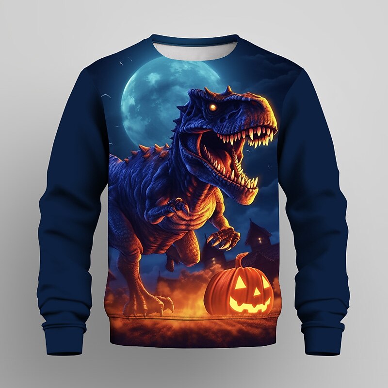 Boys 3D Animal Pumpkin Dinosaur Sweatshirt Long Sleeve 3D Print Summer Fall Fashion Streetwear Cool Kids 3-12 Years Outdoor Halloween Casual Regular Fit4