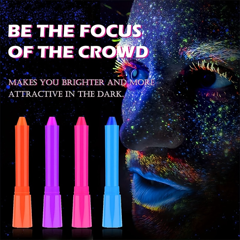 6pcs UV Glow Body and Face Paint Kit - Fluorescent Crayons for Adults - Perfect for Birthday Parties, Halloween, and Masquerades4
