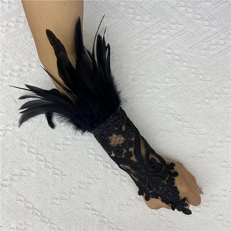 Retro Vintage Punk & Gothic Long Gloves Witch Maleficent Lace Fancy Dress Women's Fantasy Walpurgis Night Masquerade Party / Evening Adults' Glove