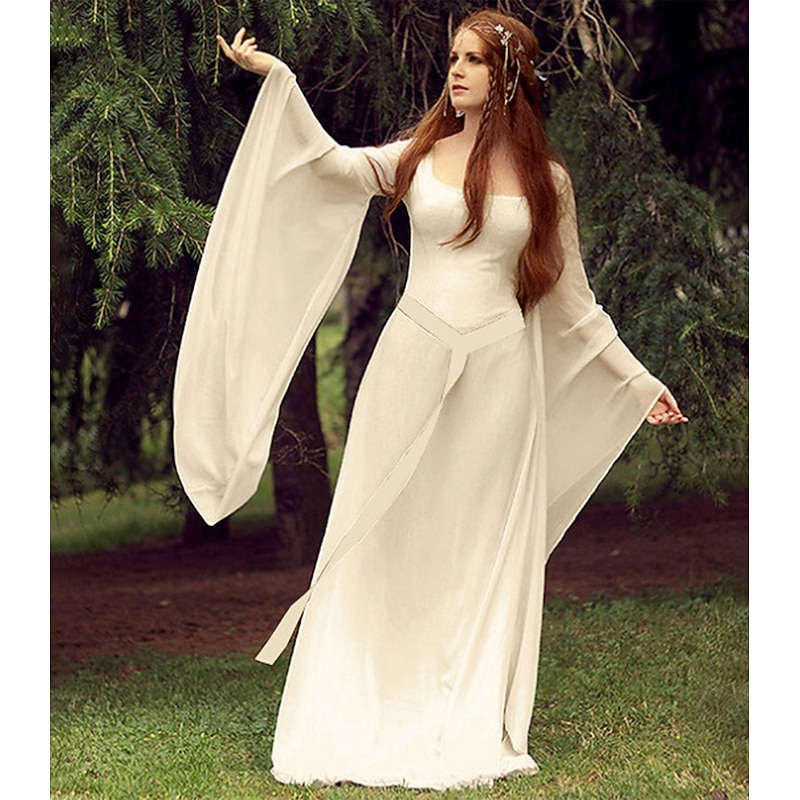 Retro Vintage Medieval Renaissance Masquerade Flare Cuff Sleeve Viking Outlander Elven Fancy Dress Women's Celtic Fantasy Carnival Masquerade Wedding Vacation Party Adults' Dress2