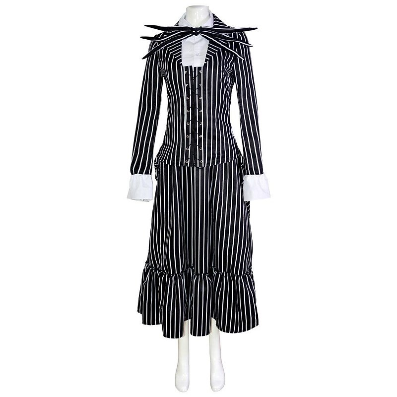Jack Skellington Halloween Cosplay Costume Outfits Masquerade The Nightmare Before Christmas Cosplay Adults' Women's Halloween Masquerade Easy Halloween Costumes Dress Up