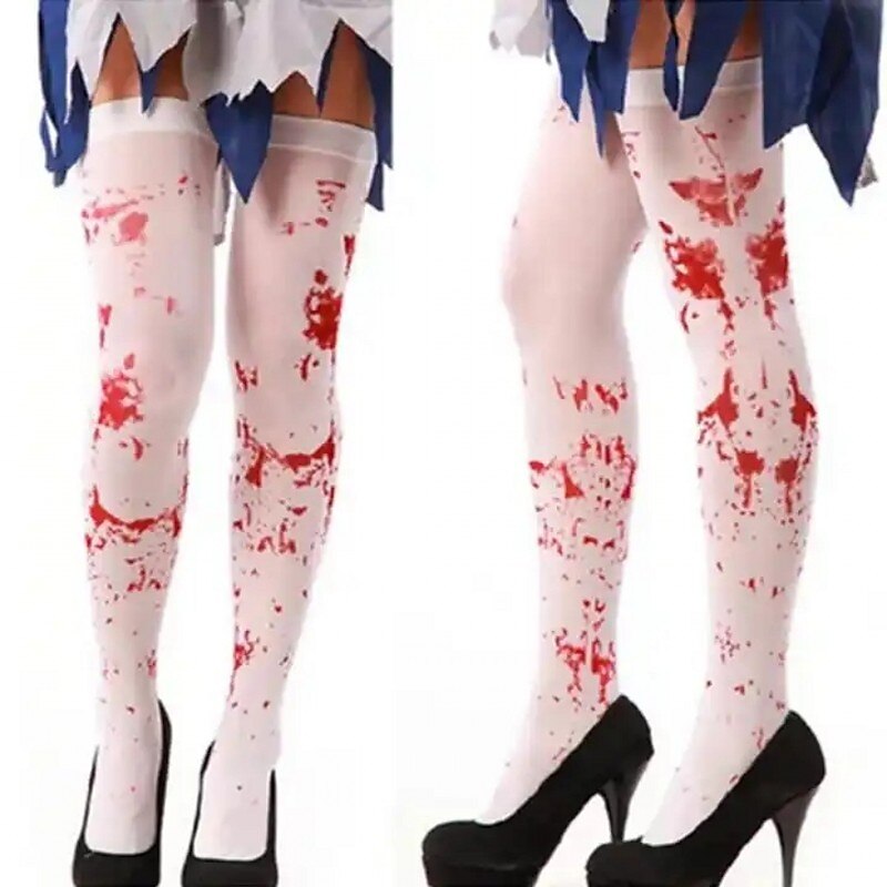Halloween Blood Socks Carnival Easter Zombie Skeleton Socks Bloody Mary Nurse Blood Socks Skeleton Socks Skeleton Socks Knee Length Socks Halloween Costume and Fabric Role Playing Party Dressing2