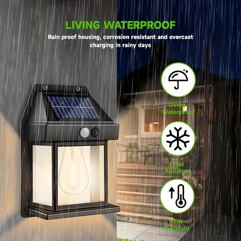 LED Solar Wall Light Motion Sensor Garden Light Dusk To Dawn Outdoor Lighting IP65 Waterproof Black And White Double Color Garden Landscape Christmas Decoration Warm Light3