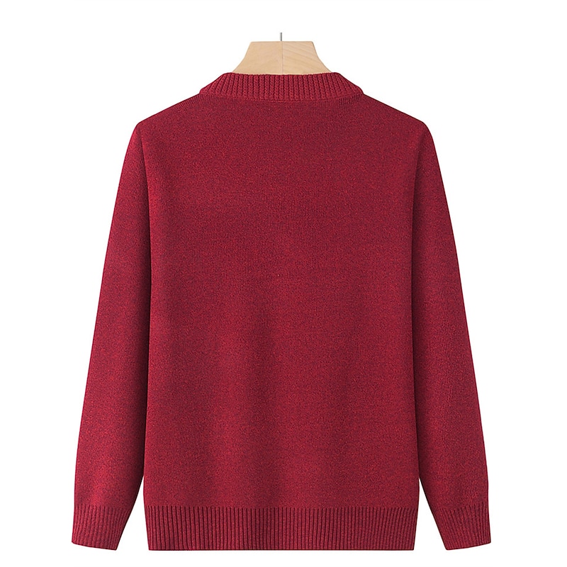 Women's Cardigan Sweater Stylish Casual Soft Floral Ribbed Crew Neck Buttons Pocket Long Sleeve Knit Outdoor Holiday Going out claret Grass Green Fall Winter2