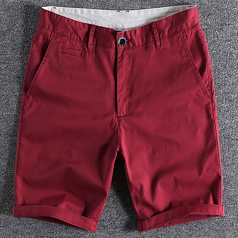 Men's Shorts Chino Shorts Bermuda shorts Pocket Plain Comfort Breathable Outdoor Daily Going out Fashion Streetwear Black Red