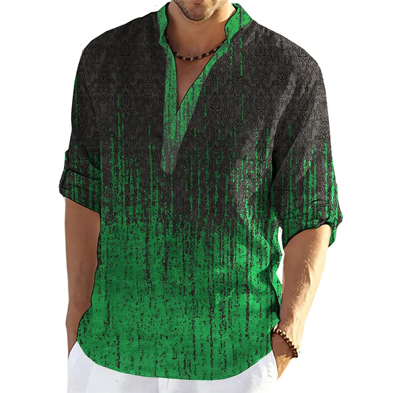 Men's Geometric Pattern Graffiti Shirt Button Up Shirt Long Sleeve Fashion Streetwear Designer Outdoor Casual Daily Summer Spring Fall Stand Collar Print Red Blue Green Gray3