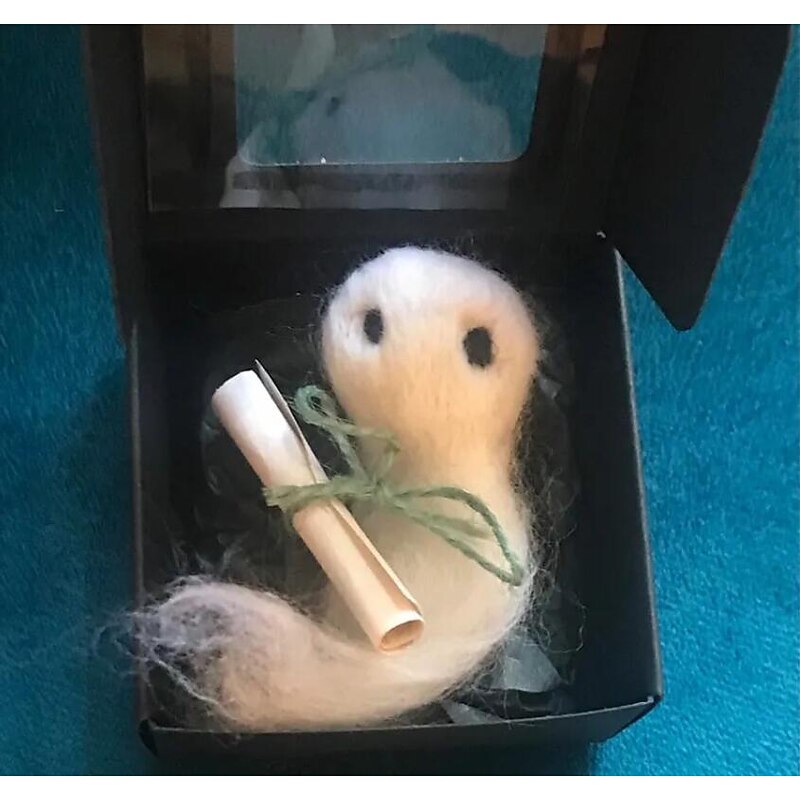 Adopt A Ghost, Halloween Gift Cute Ghost Little Felt Ghost Box with Tiny Scroll, Felt Ghost Gift Box, Cute Ghost Matchbox Gift, Ghost Ornament for Friends Family2