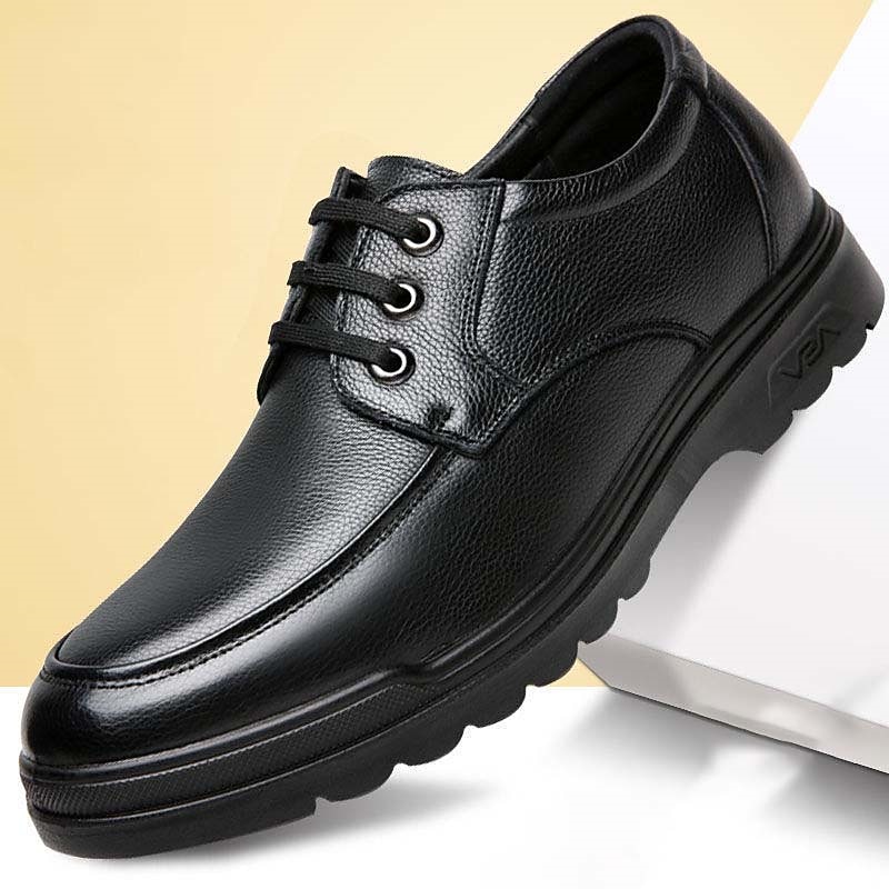 Men's Black Leather Casual Shoes with Lace-up Design, Comfortable, Durable Sole for Daily Wear2