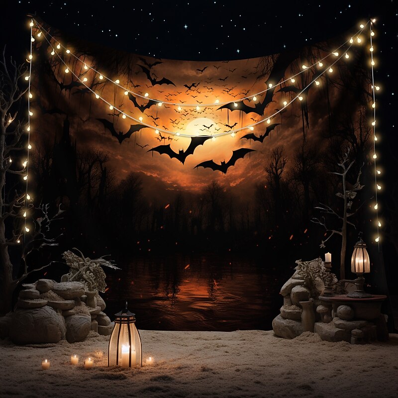 Halloween Bat Hanging Tapestry Wall Art Large Tapestry Mural Decor Photograph Backdrop Blanket Curtain Home Bedroom Living Room Decoration Halloween Decorations4