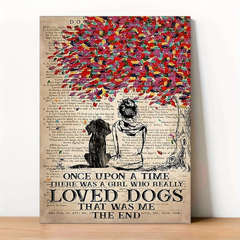 Wall Art Canvas Once Upon A Time There Was A Girl Who Really Loved Dogs That Was Me ThePrints and Posters Pictures Decorative Fabric Painting For Living Room Pictures No Frame3
