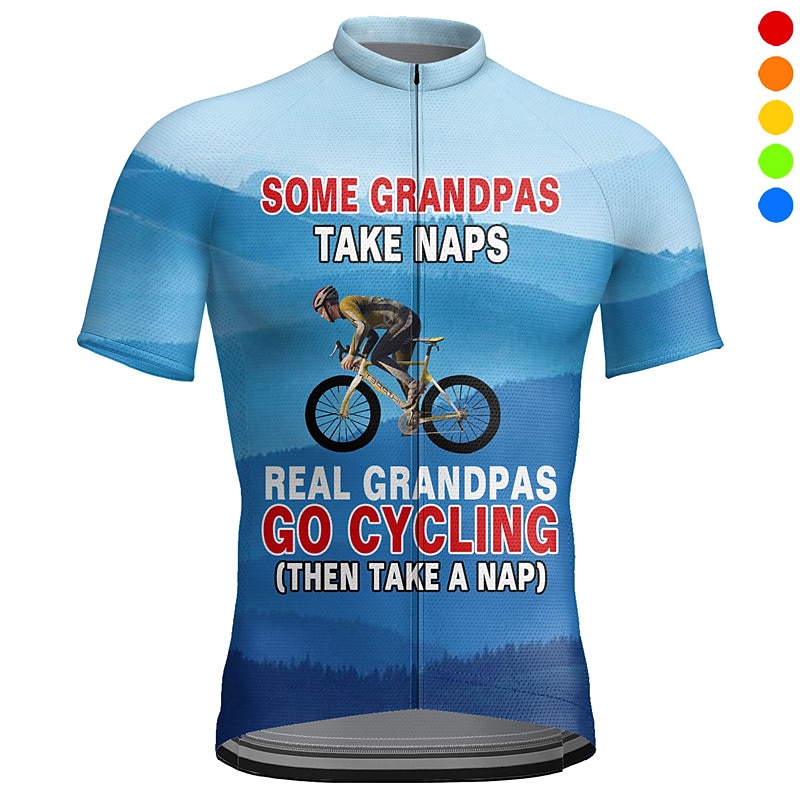 Men's Cycling Jersey Graphic Letter & Number Short Sleeve Bike Jersey Top with 3 Rear Pockets Mountain Bike MTB Road Bike Cycling Quick Dry Reflective Strips Back Pocket Moisture Wicking Sports Black