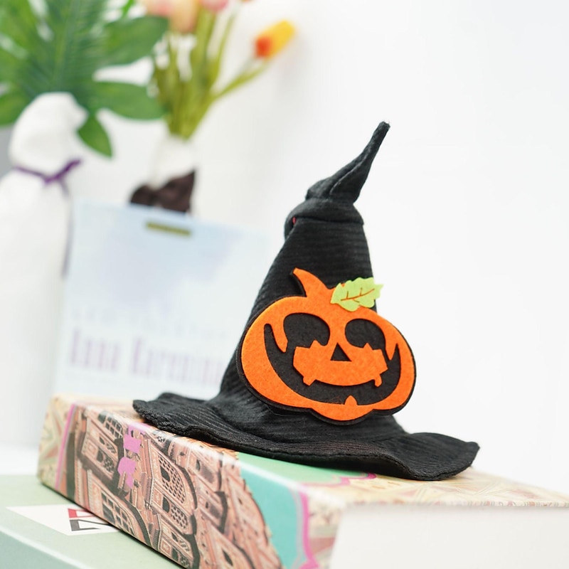 Halloween Pet Hat Witch Hat Pumpkin Funny Dog Halloween Hat Pet Party Supplies3