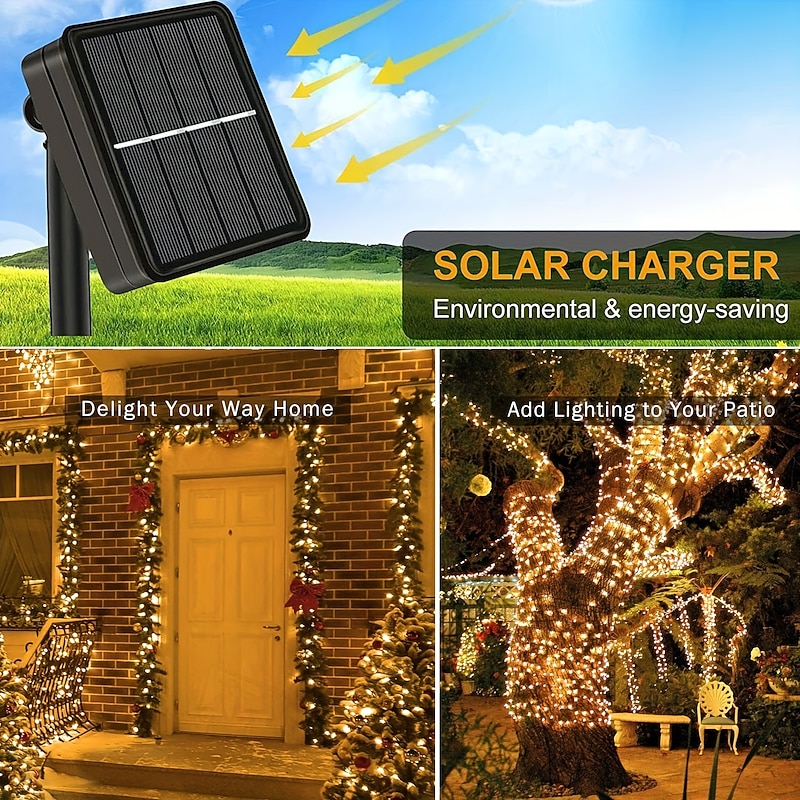 30m 300LED Solar String Lights Outdoor Waterproof 10m 100 LED Solar Christmas/Halloween Lights 8 Modes Twinkle Mini Lights For Gardens Wedding Party Tree Xmas Outdoors Decoration2