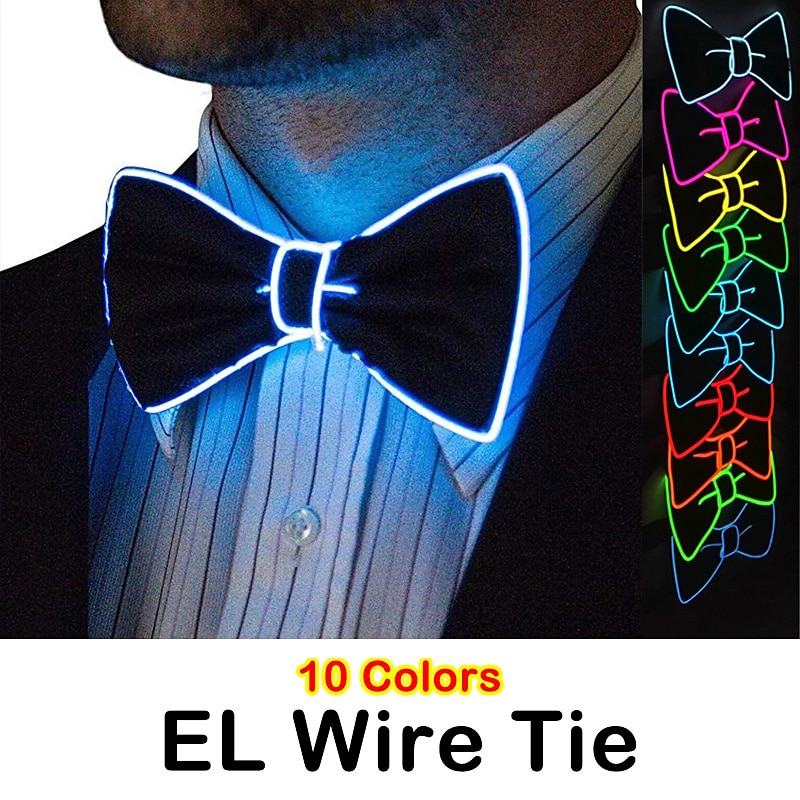 Luminous Light Up Bow Tie LED El Wire Tie For Christmas Rave Party Gift Novelty Party Dress