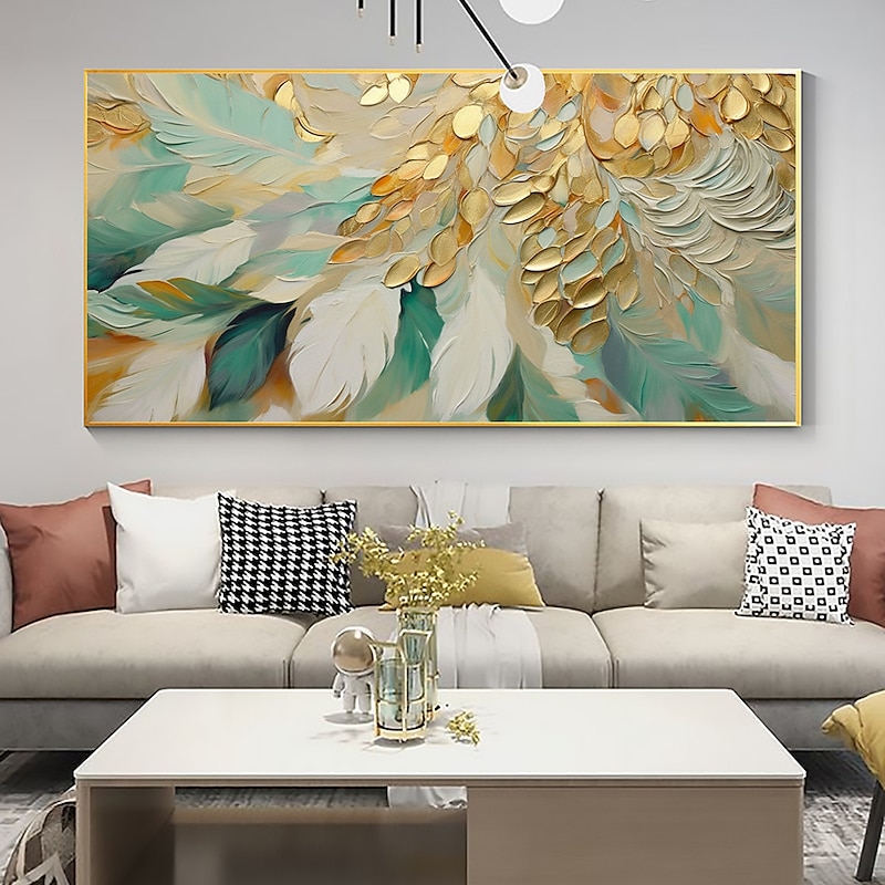 Large Wall Art painting Handmade Feather oil painting Hand Painted heavy texture painting  Abstract artwork for living room  Home Decoration Decor Rolled Canvas2