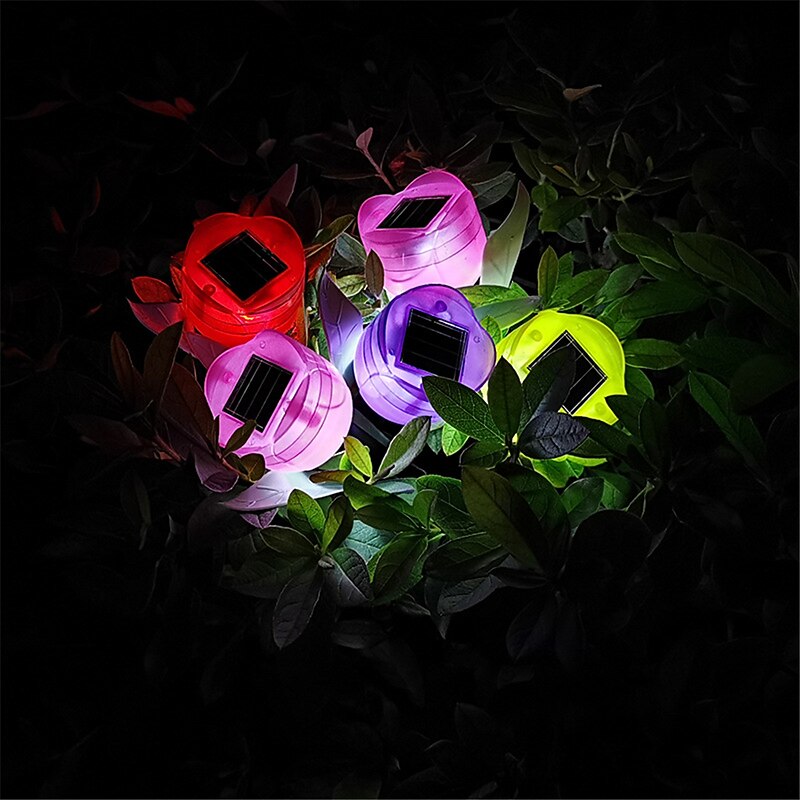 Garden Tulip Flower Shape Led Solar Powered Waterproof Tube Lawn Lights Decoration For Yard Outdoor Party Supplies4