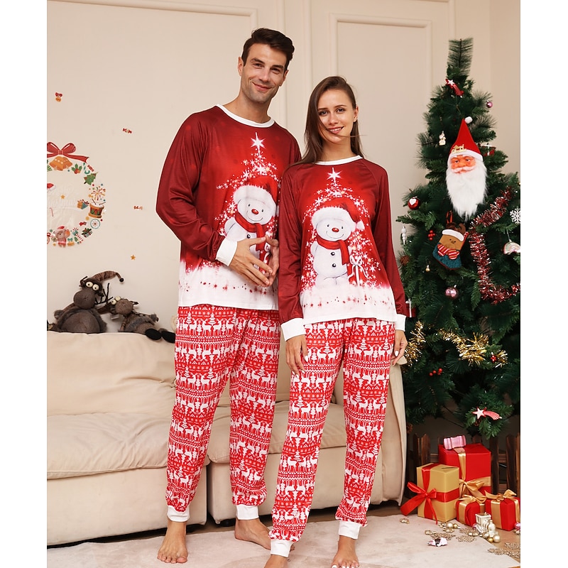 Santa Claus Family Christmas Pajamas Nightwear Men's Women's Boys' Girls' Cute Family Matching Outfits Sweet Kid's Adults' Christmas New Year Christmas Eve Home Wear Top Pants3