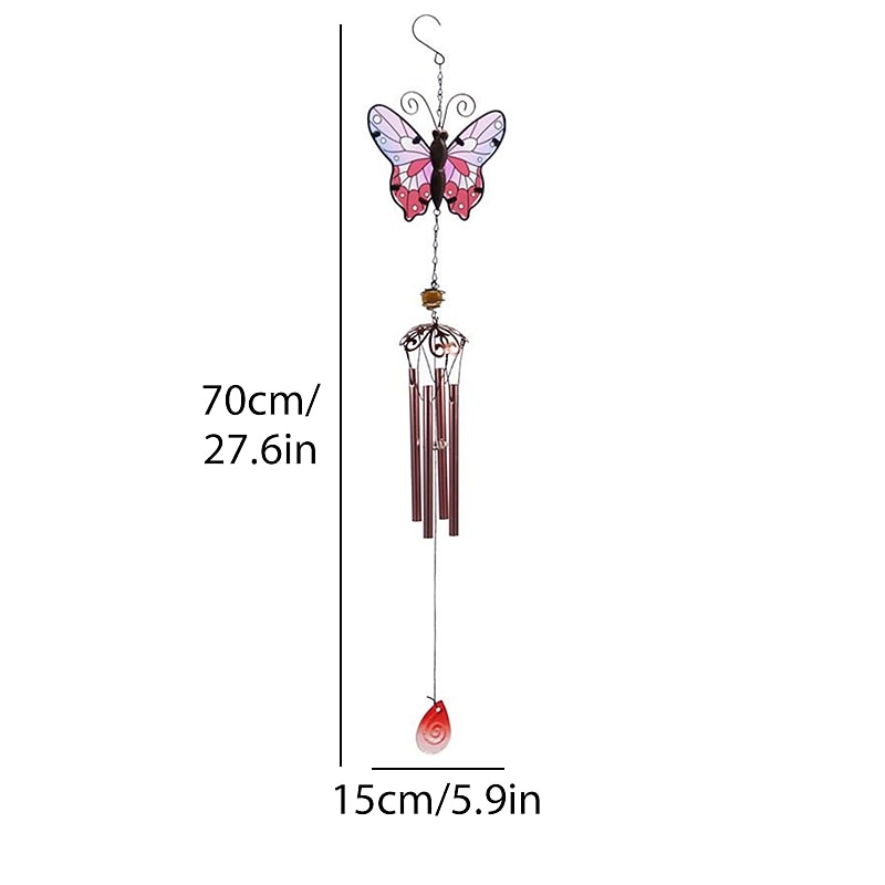 1pc Butterfly Wind Chimes Indoor Outdoor Metal Glass Music Wind Chimes, Mobile Romantic Chimes For Garden, Patio, Yard, Backyard Or Festival Decor/Best Mothers And Women Gifts2