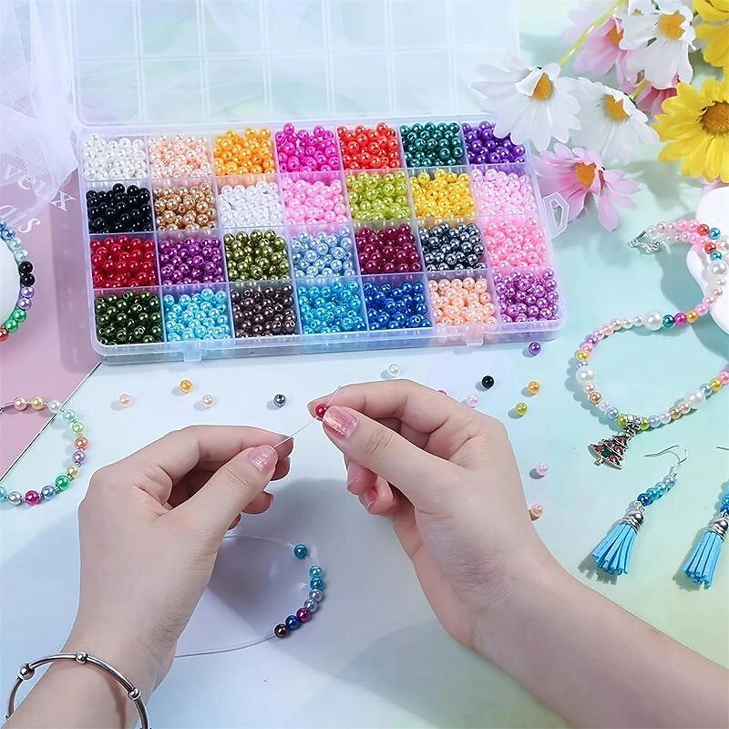 1960PCS Pearl Beads, 6mm 28 Colors Multicolor Pearl Beads Loose Pearls For Crafts With Holes For Jewelry Making, Small Pearl Filler Beads For Crafting Bracelet Necklace Earrings3