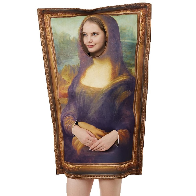 Famous Paintings Costume Mona Lisa The Scream Halloween Adult Men Women Funny Cerative Dress up