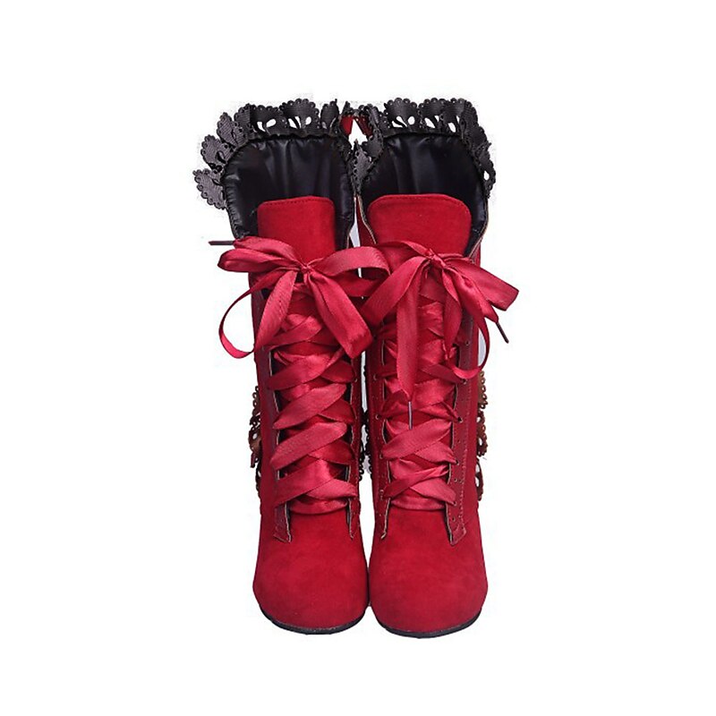 Women's Gothic Lace-Up High Heel Boots – Victorian Lolita Steampunk Booties for Cosplay, Halloween, or Vintage Parties 9