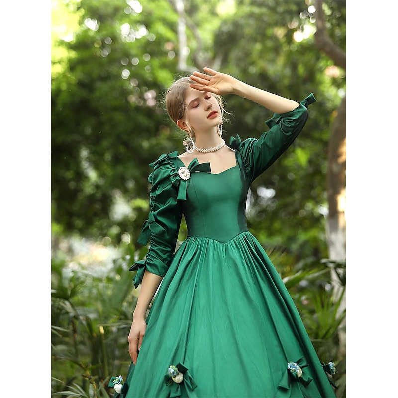 Gothic Victorian Vintage Inspired Dress Party Costume Prom Dress Princess Shakespeare Solid Color Ball Gown Fancy Dress Women's Royal Halloween Carnival Valentine's Day Party Evening Party Masquerade3