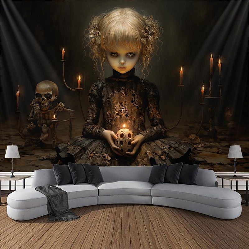 Halloween Horror Skull Hanging Tapestry Wall Art Large Tapestry Mural Decor Photograph Backdrop Blanket Curtain Home Bedroom Living Room Decoration Halloween Decorations3
