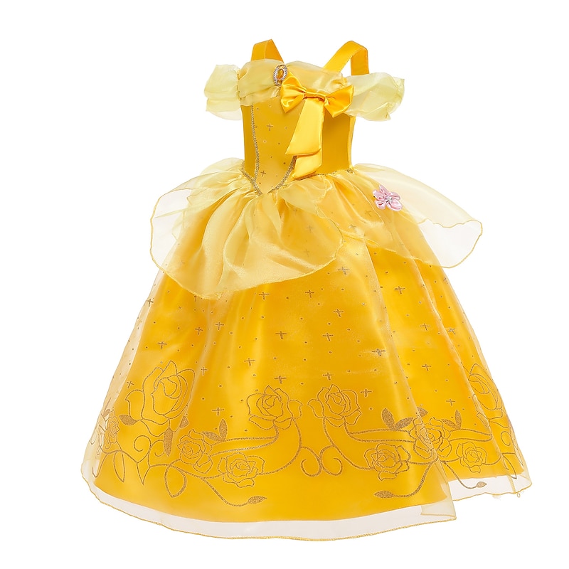 Sleeping Beauty Beauty and the Beast Princess Belle Dress Cloak Flower Girl Dress Cosplay Costume Party Movie Cosplay for Girls' Kid's Children's Day Masquerade Wedding Wedding Guest2