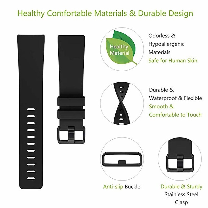 Smart Watch Band Compatible with Fitbit Versa 2 / Versa Lite / Versa SE / Versa Silicone Smartwatch Strap Women Men Sport Band Replacement  Wristband4
