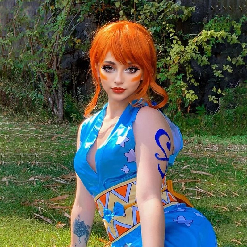 Cosplay Wigs Heat Resistant Synthetic Hair Anime  Party Wig Orange Carnival Party Wig Halloween Wigs3