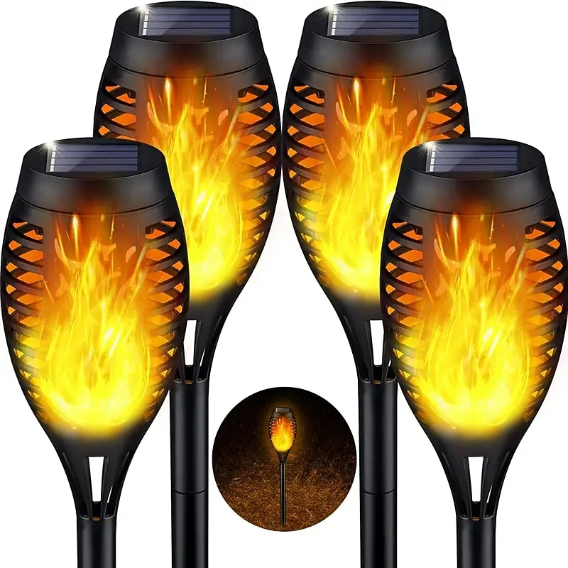Solar Garden Flame Light - 96 LED Outdoor Pathway Flickering Torch, Waterproof Landscape Lawn Lamp for Path Lighting & Decor for Halloween2