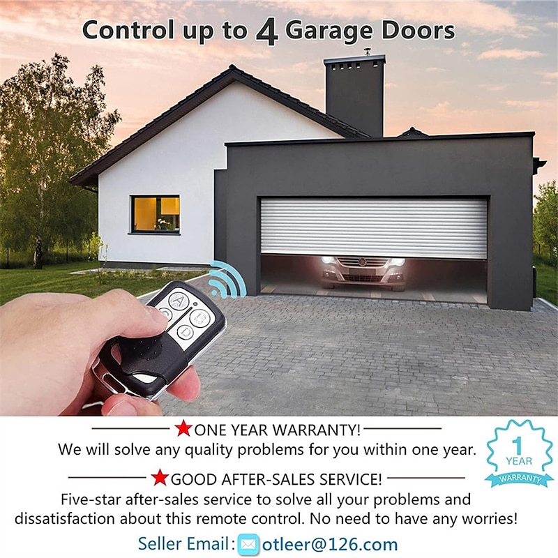 Universal 433MHz Garage Door Remote Duplicator, 4-Button Gate Remote Cloning Transmitter Control3