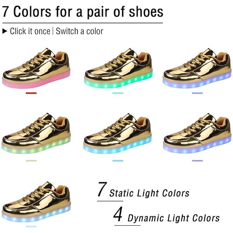 Men's Gold High-Top LED Sneakers - Shiny Light-Up Shoes with Rechargeable Glowing Soles for Parties and Casual Wear4