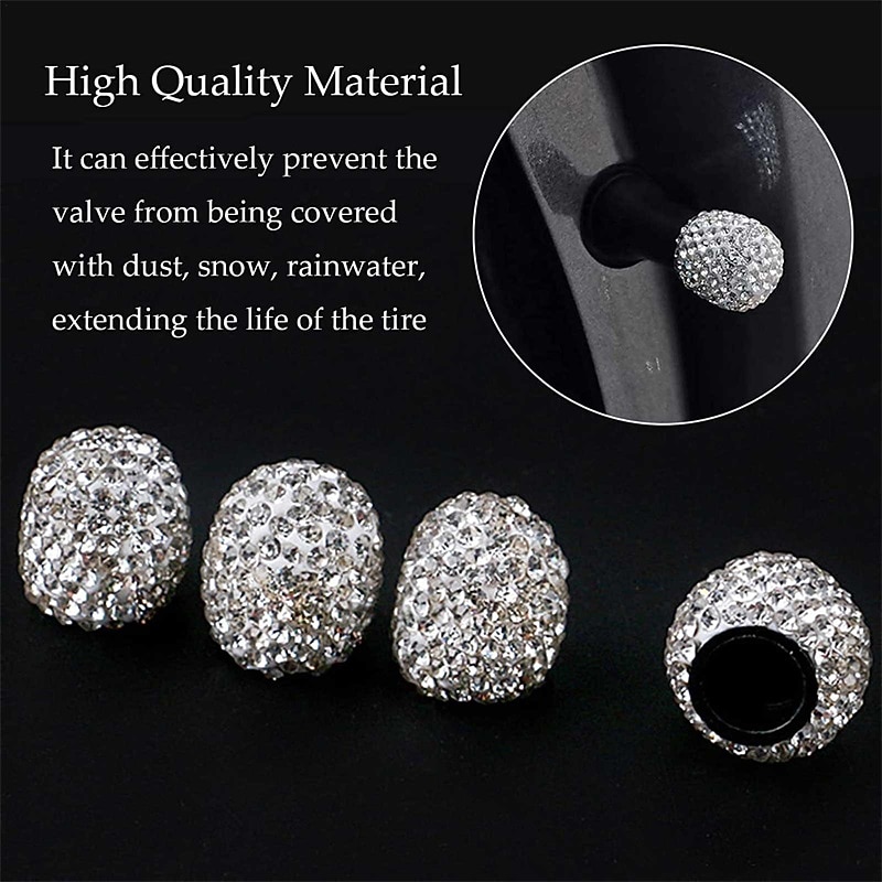 4pcs Diamond Car Tire Valve Caps Shining Dust-proof Wheel Valve Cover Vehicle Bling Crystal Valve Cap Car Styling Accessories4