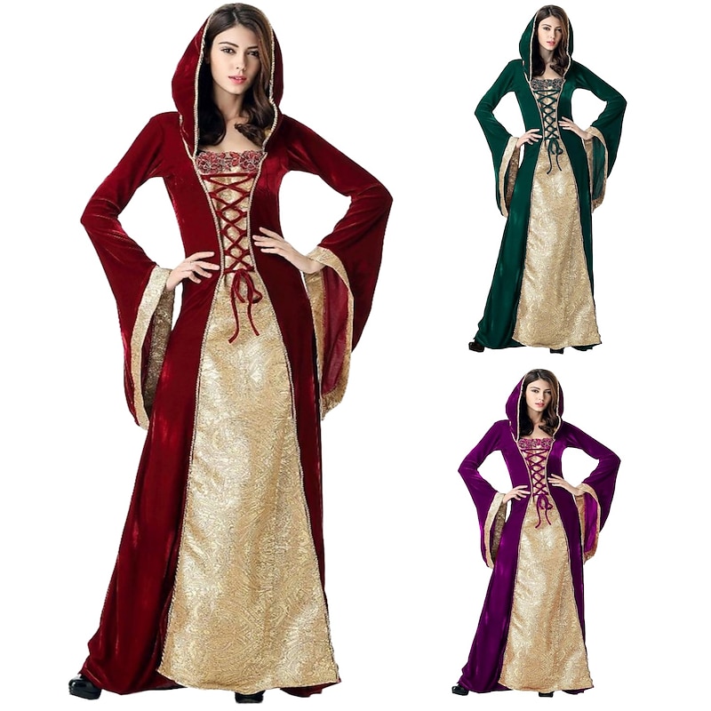 Retro Vintage Medieval Renaissance Dress Witch Viking Outlander Fancy Dress Women's Celtic Royal Walpurgis Night Halloween Carnival Masquerade Party / Evening Adults' Dress