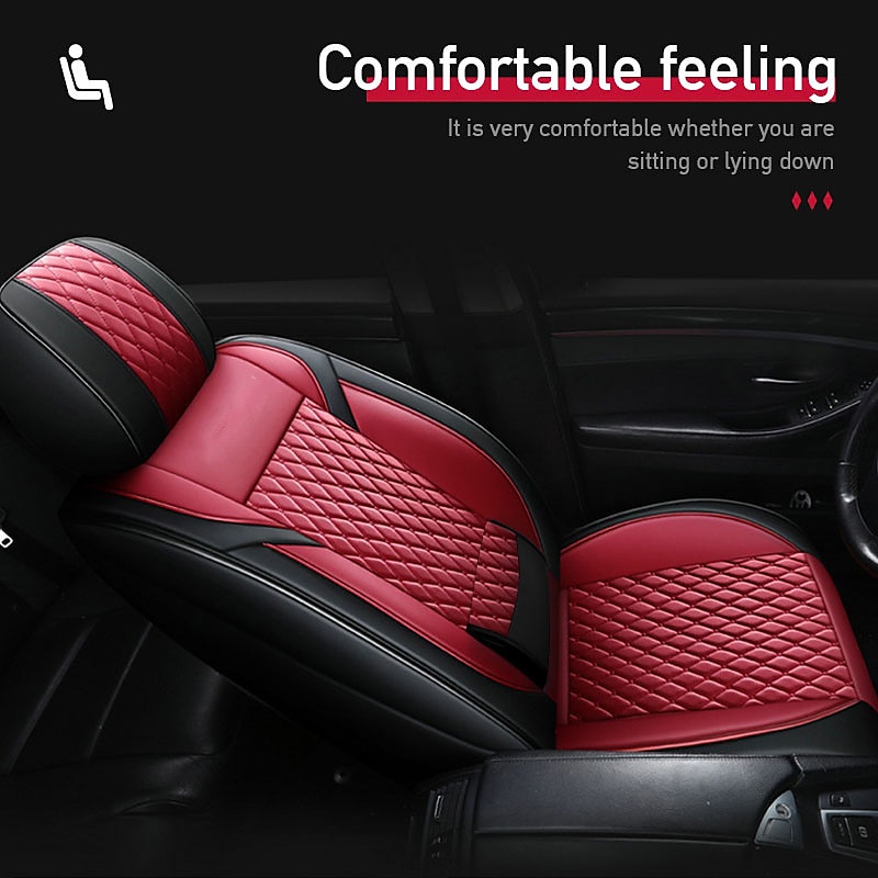 Car Seat Cover Universal Auto PU Leather, Five Seats, Breathable Seat Pad Cushion, Car Accessories for Most Models2