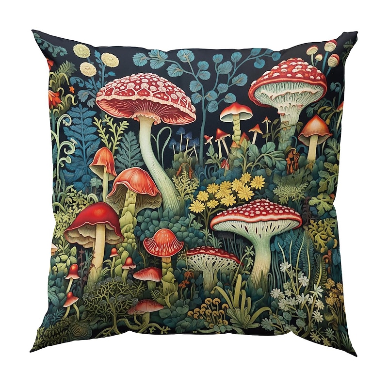 Double Side Pillow Cover 1PC Fantasy Mushroom Soft Decorative Square Cushion Case Pillowcase for Bedroom Livingroom Sofa Couch Chair 7