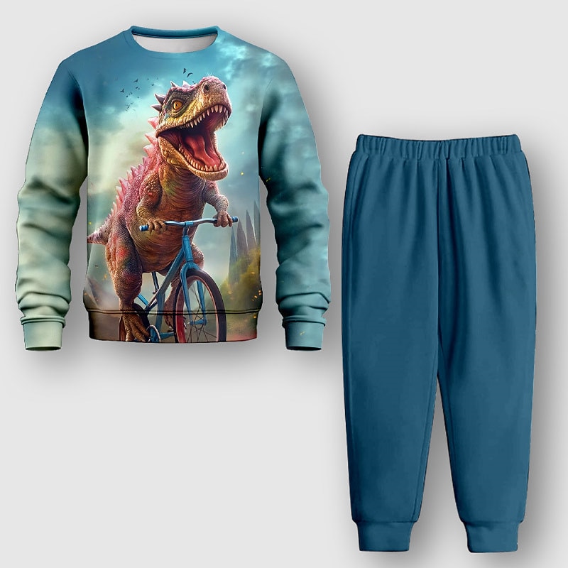 Boys 3D Animal Dinosaur Sweatshirt & Sweatpants Set Long Sleeve 3D Printing Fall Winter Active Fashion Cool Kids 3-12 Years Outdoor Vacation Street Regular Fit2