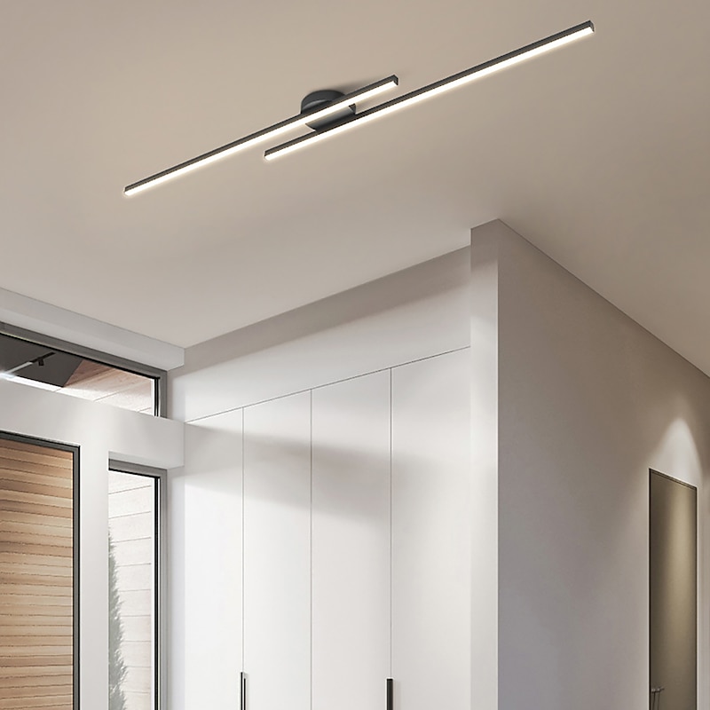 Minimalist Ceiling Light Long Strip Semi Flush Mount Ceiling Lamp, Modern Chandeliers Linear Close-to-Ceiling Lights for Living Room Bedroom Hallway Kitchen ONLY DIMMABLE with REMOTE CONTROL 110-240V2