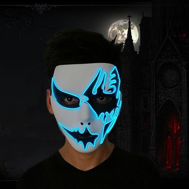 LED Light Ghost Mask EL Mask for Halloween Scary Cosplay Masquerade Dancing Party Luminous Mask4