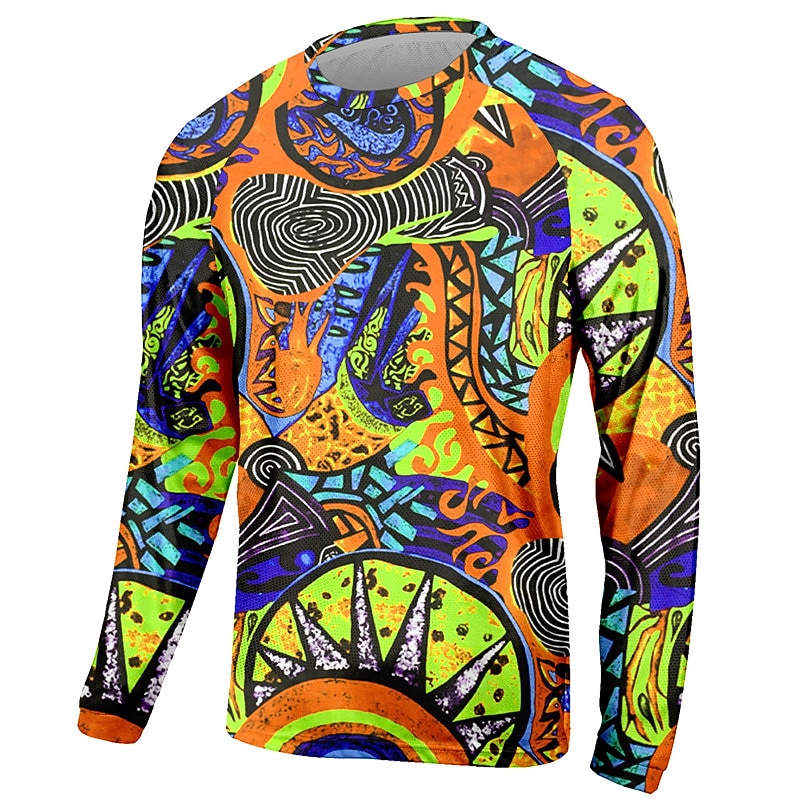 Men's Downhill Jersey Graphic Long Sleeve Bike Jersey Top with 3 Rear Pockets Mountain Bike MTB Road Bike Cycling Quick Dry Reflective Strips Back Pocket Moisture Wicking Sports Yellow Pink Red3